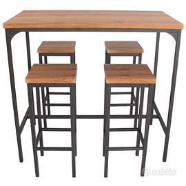 YELLOO Mod. FIRENZE Set TAVOLO BAR Rettangolare Alto Grande Spazioso e 4  SGABELLI Marrone Tavolo 110x66xH110 adatto da esterno sotto gazebo tenda  terrazza : : Casa e cucina