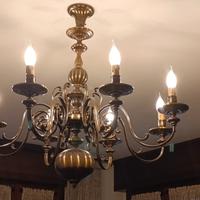 Lampadario a 6 luci vintage in ottone