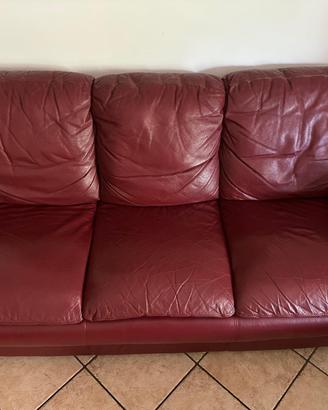 Divano letto in vera pelle bordeaux Château d'Ax