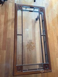 Tavolino salone arte povera legno massello e vetro