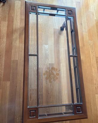 Tavolino salone arte povera legno massello e vetro