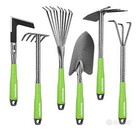 Set di 6 attrezzi da giardino con zappa a doppia e
