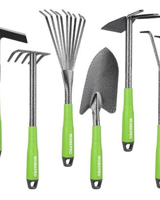 Set di 6 attrezzi da giardino con zappa a doppia e