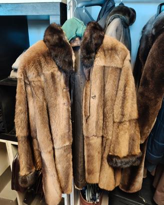 giacca pelliccia di visone marrone 