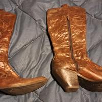 Stivali camperos in vera pelle marroni donna 36