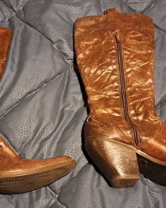 Stivali camperos in vera pelle marroni donna 36