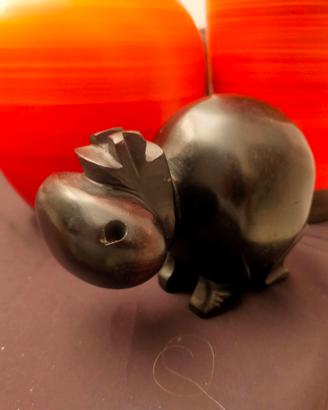 Ippopotamo in ebano scolpito a mano arte Africana