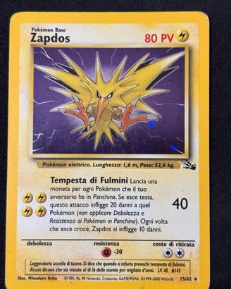 Pokémon Zapdos 15/62 Holo Fossil Ita WOTC