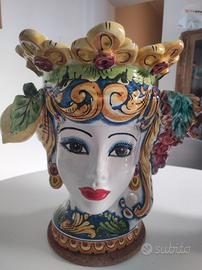 coppia di teste di moro ceramiche di caltagirone