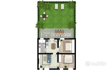 2 APPARTAMENTI SU 2 LIVELLI CON GARAGE E GIARDINO