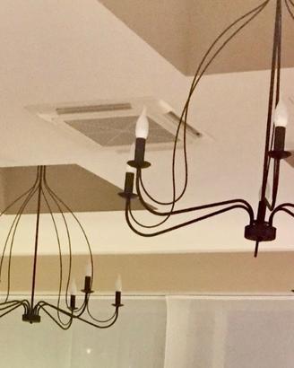 4 GRANDI LAMPADARI IN FERRO NERO OPACO  come nuovi