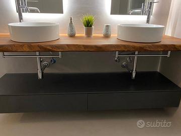 porta lavabo in legno naturale 