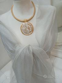 stola colore argento doppio strato di organza
