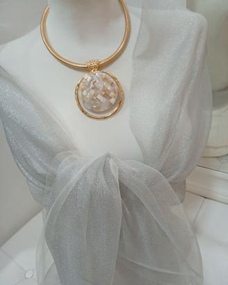 stola colore argento doppio strato di organza