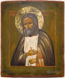 Antica icona russa San Serafino di Sarov
