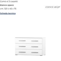 cassettiera e comodino bianchi  nuovi
