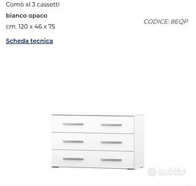 cassettiera e comodino bianchi  nuovi