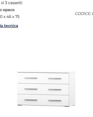 cassettiera e comodino bianchi  nuovi