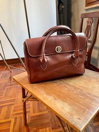 Borsa bauletto vintage in pelle marrone