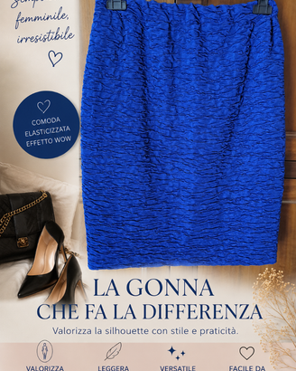 Gonna Tubino Blu Elettrico Elasticizzata