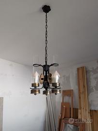 Lampadario vintage 3 luci stile lanterna a petroli