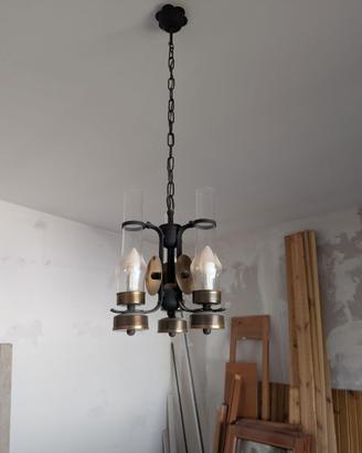 Lampadario vintage 3 luci stile lanterna a petroli