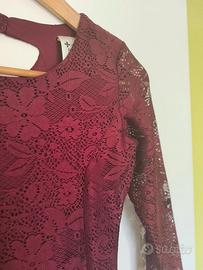 Vestito pizzo bordeaux