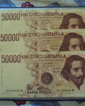 cartamoneta lire 50000 bernini 1tipo