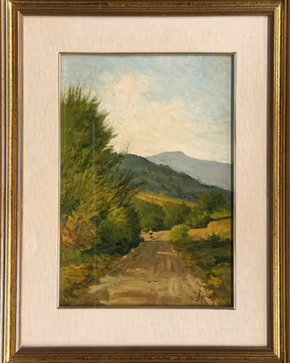Guido Bernardi quadro olio al Bargino sul Pesa