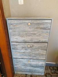 Scarpiera stile shabby chic a tre scomparti