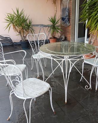 Tavolo in ferro vintage da terrazzo con 4 sedie
