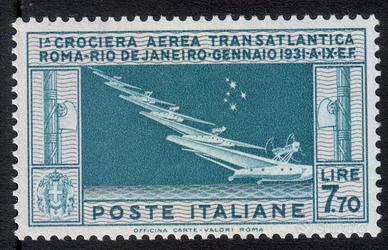 Francobollo crociera transatlantica lire 7,70 1930