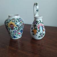 2 vasi decorati cestino di frutta in ceramica