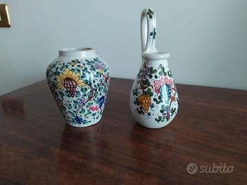 2 vasi decorati cestino di frutta in ceramica
