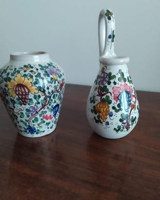 2 vasi decorati cestino di frutta in ceramica