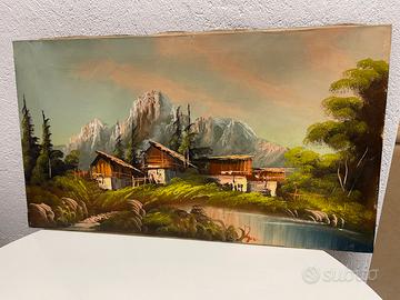 dipinto a olio su tela - paesaggio montano
