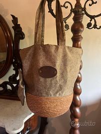 Borbonese borsa paglia tessuto pezzo numerato