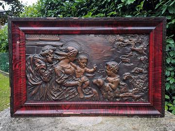 Lamierino basso rilievo Sacra Famiglia natività