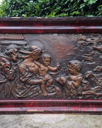 Lamierino basso rilievo Sacra Famiglia natività