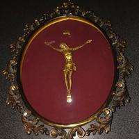 crocefisso in teca metallo e vetro 