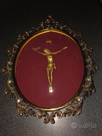 crocefisso in teca metallo e vetro 