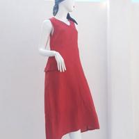 Abito Copricostume lungo  rosso amaranto Lino S/M