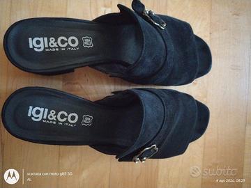 sandali tacco camoscio nero