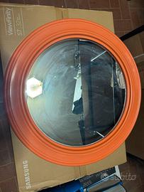 Specchio tondo vintage arancione anni '70
