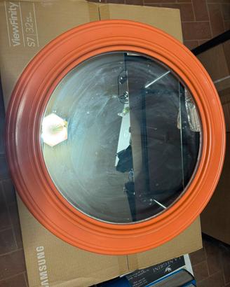 Specchio tondo vintage arancione anni '70
