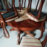  tavolo sala in noce con 6 sedie