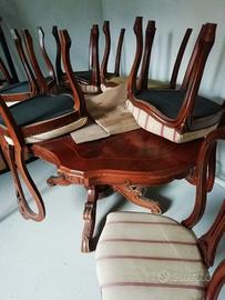  tavolo sala in noce con 6 sedie