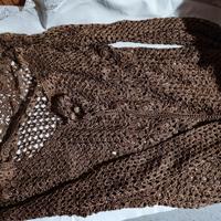 Giacchina cotone ruggine lucido uncinetto