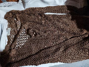 Giacchina cotone ruggine lucido uncinetto