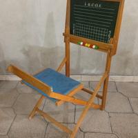 Banco con lavagna e sedia vintage anni 1960 ca. 